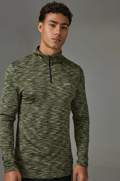 boohooMAN Man Active Lightweight Space Dye Marl 1/4 Zip Top | UK| Hoodies & Sweatshirts