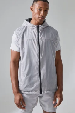 boohooMAN Man Active Mesh Lined Hooded Regular Fit Gilet | UK| Coats & Jackets