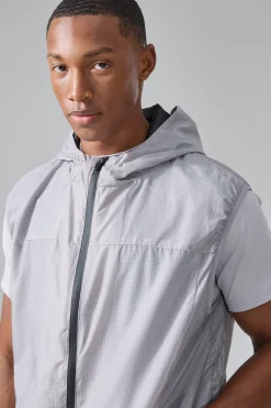 boohooMAN Man Active Mesh Lined Hooded Regular Fit Gilet | UK| Coats & Jackets
