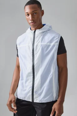 boohooMAN Man Active Mesh Lined Hooded Regular Fit Gilet | UK| Coats & Jackets