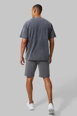 Man Active Oversized Acid Wash Raw T-shirt | UK^boohooMAN Clearance