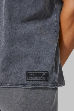 Man Active Oversized Acid Wash Raw T-shirt | UK^boohooMAN Clearance