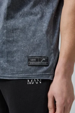 Man Active Oversized Acid Wash Raw T-shirt | UK^boohooMAN