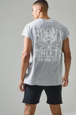 Man Active Oversized Bronx Barbell Cut Off T-shirt | UK^boohooMAN New