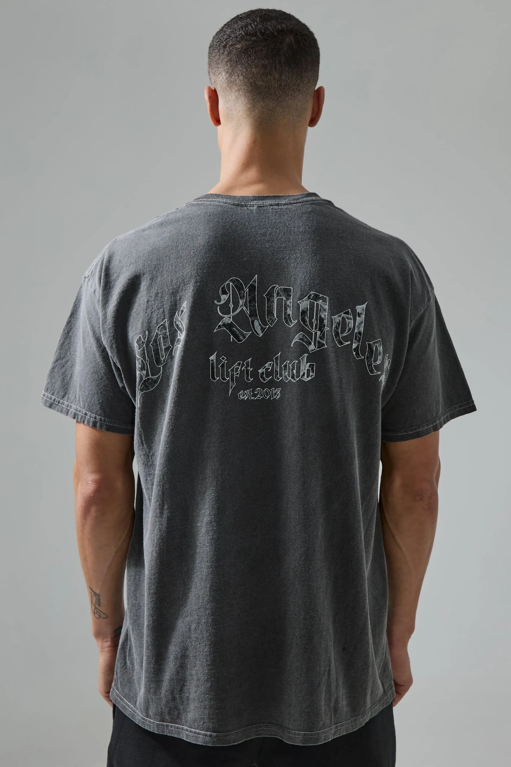Man Active Oversized Wash La Lift Club T-shirt | UK^boohooMAN Sale