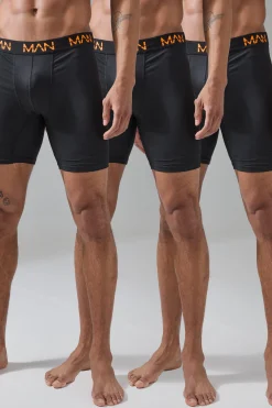 boohooMAN Man Active Performance 7inch Long 3 Pack Boxer Neon Logo | UK| Underwear & Socks|Underwear & Socks