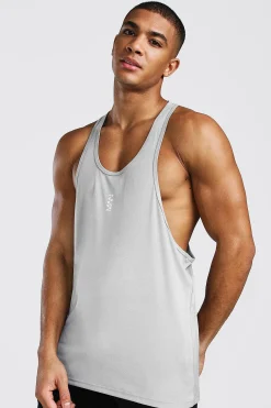 Man Active Poly Gym Regular Fit Racer Vest | UK^boohooMAN