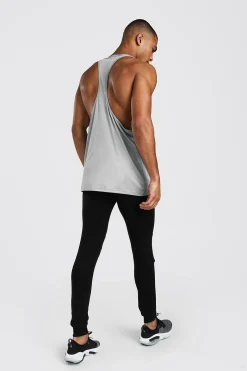Man Active Poly Gym Regular Fit Racer Vest | UK^boohooMAN