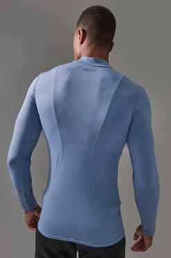 Man Active Pro Long Sleeve High Neck Perforated Base Layer | UK^boohooMAN New