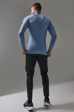 Man Active Pro Long Sleeve High Neck Perforated Base Layer | UK^boohooMAN New