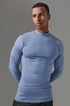 Man Active Pro Long Sleeve High Neck Perforated Base Layer | UK^boohooMAN New