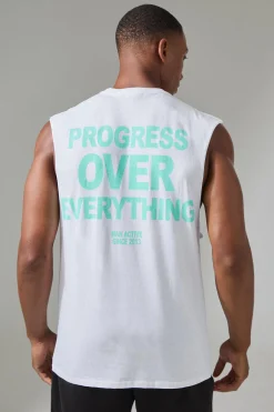 Man Active Progress Over Everything Regular Fit Tank | UK^boohooMAN