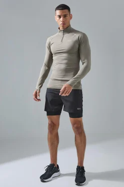 boohooMAN Man Active Quarter Zip 2-in-1 Short Tracksuit | UK| Tracksuits