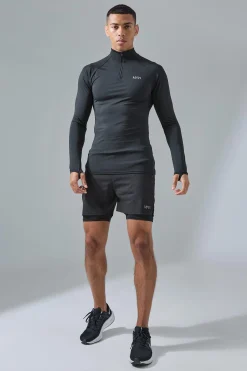 boohooMAN Man Active Quarter Zip 2-in-1 Short Tracksuit | UK| Tracksuits