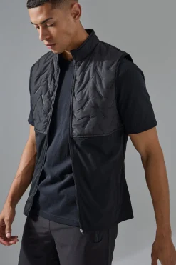 boohooMAN Man Active Quilted Funnel Neck Gilet | UK| Coats & Jackets