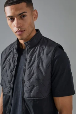 boohooMAN Man Active Quilted Funnel Neck Gilet | UK| Coats & Jackets