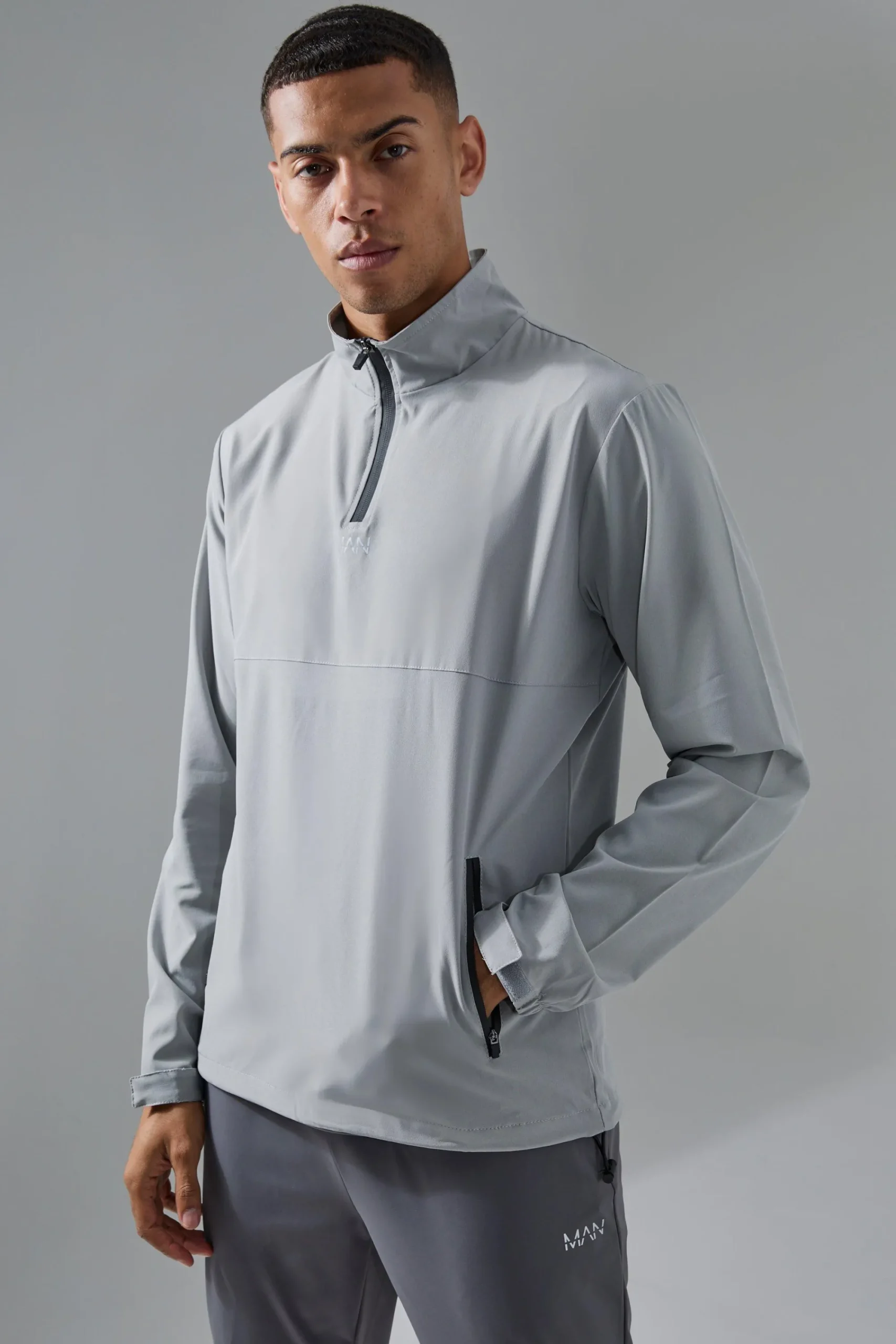 boohooMAN Man Active Shower Resist 1/4 Zip Funnel Neck Windbreaker | UK| Coats & Jackets