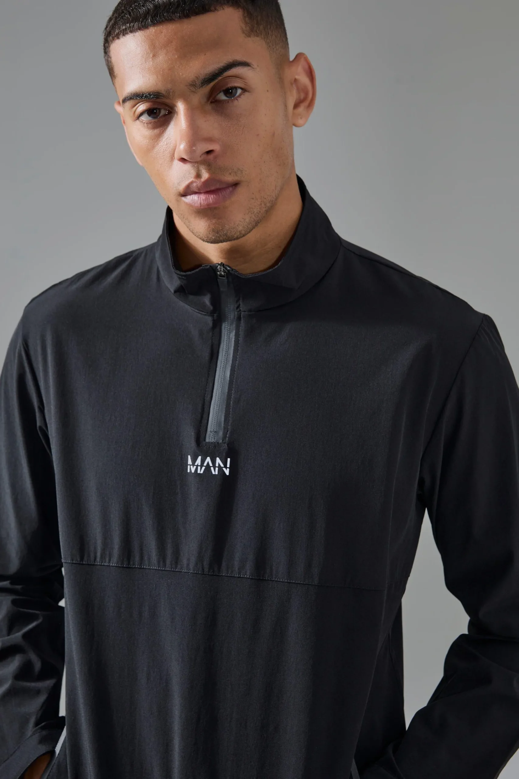 boohooMAN Man Active Shower Resist 1/4 Zip Funnel Neck Windbreaker | UK| Coats & Jackets