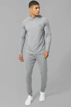 boohooMAN Man Active Skinny Crew Neck 1/4 Zip Tracksuit | UK| Tracksuits