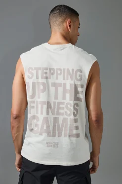 Man Active Stepping Up The Fitness Game Reg Fit Tank | UK^boohooMAN New