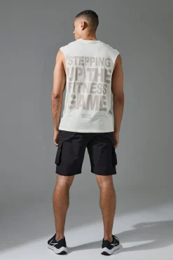 Man Active Stepping Up The Fitness Game Reg Fit Tank | UK^boohooMAN New