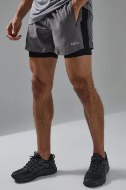 boohooMAN Man Active Stretch Woven 5inch 2in1 Short | UK| Shorts