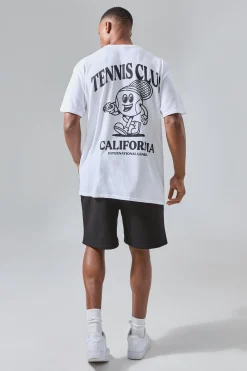 Man Active Tennis Club California Oversized Backprint T-shirt | UK^boohooMAN Online