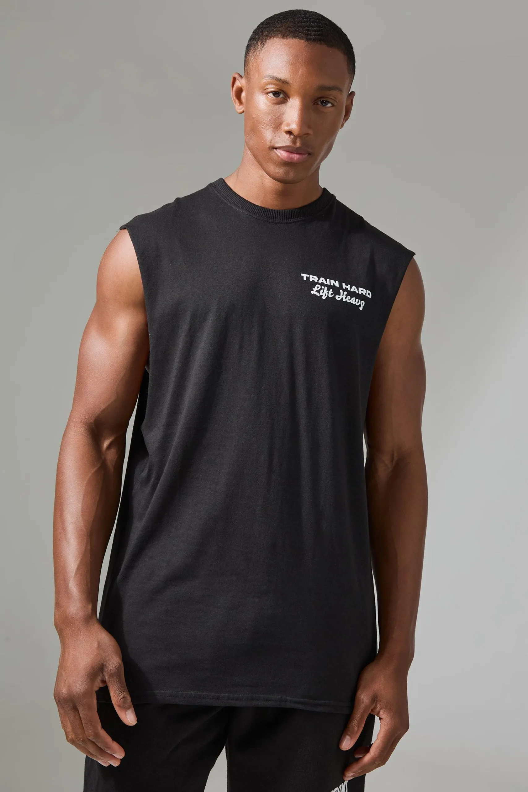 Man Active Train Hard Lift Heavy Regular Fit Tank | UK^boohooMAN Clearance
