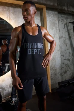 Man Active Training Dept Jersey Regular Fit Stringer Vest | UK^boohooMAN