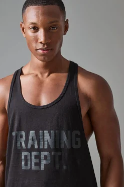 Man Active Training Dept Jersey Regular Fit Stringer Vest | UK^boohooMAN