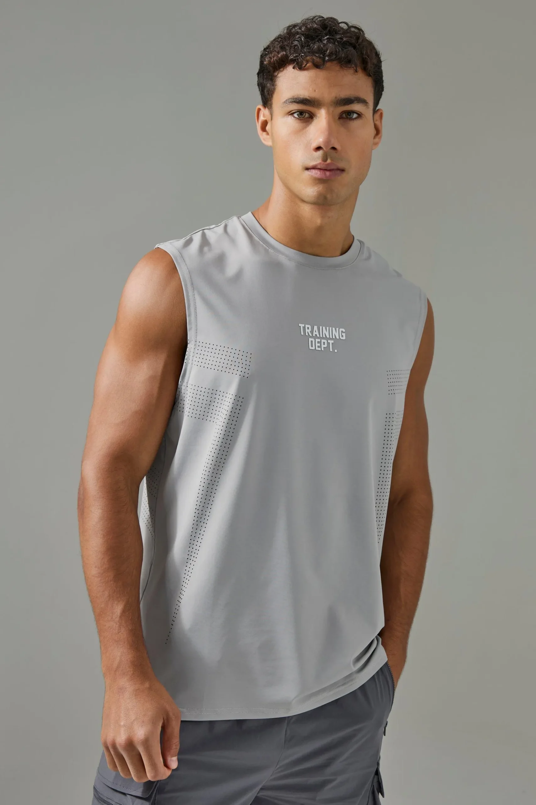 Man Active Training Dept Perforated Performance Tank | UK^boohooMAN