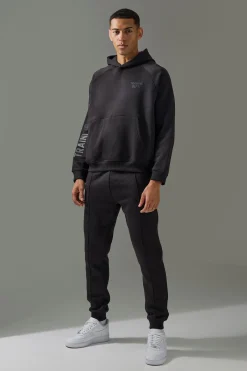 boohooMAN Man Active Training Dept Boxy Hoodie & Slim Jogger Tracksuit | UK| Tracksuits