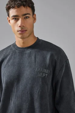 boohooMAN Man Active Training Dept Washed Boxy Sweatshirt | UK| Hoodies & Sweatshirts