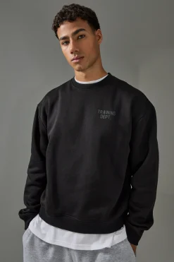boohooMAN Man Active Training Dept Boxy Embossed Sweatshirt | UK| Hoodies & Sweatshirts
