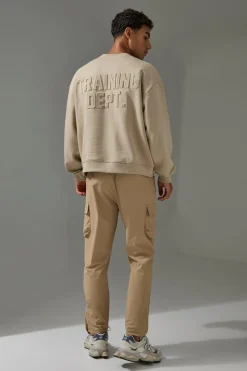 boohooMAN Man Active Training Dept Boxy Embossed Sweatshirt | UK| Hoodies & Sweatshirts