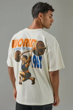 Man Active World Strength Games Oversized T-shirt | UK^boohooMAN Online