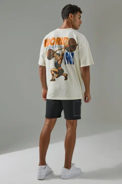 Man Active World Strength Games Oversized T-shirt | UK^boohooMAN Online
