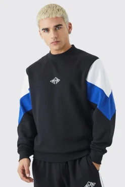 boohooMAN Man Colour Block Extended Neck Sweatshirt | UK| Hoodies & Sweatshirts