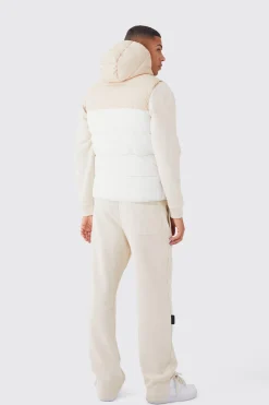 boohooMAN Man Colour Block Quilted Hooded Gilet | UK| Coats & Jackets