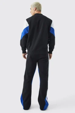 boohooMAN Man Colour Block Sweatshirt Gusset Tracksuit | UK| Tracksuits