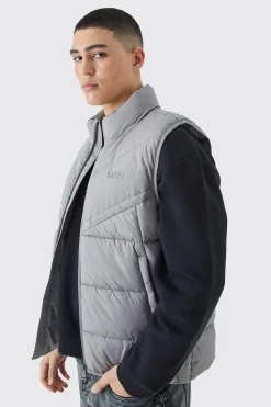 boohooMAN Man Dash Quilted Funnel Neck Gilet | UK| Coats & Jackets