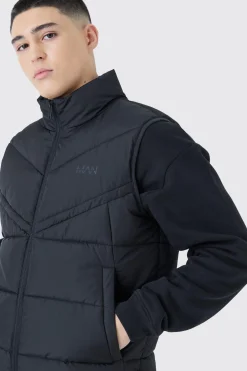 boohooMAN Man Dash Quilted Funnel Neck Gilet | UK| Coats & Jackets