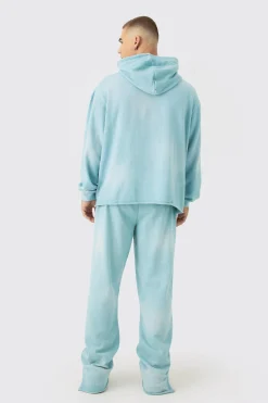 boohooMAN Man Embroidery Oversized Sun Bleached Wash Hooded Tracksuit | UK| Tracksuits