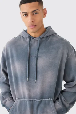 boohooMAN Man Embroidery Oversized Sun Bleached Wash Hoodie | UK| Hoodies & Sweatshirts