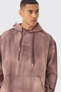 boohooMAN Man Embroidery Oversized Sun Bleached Wash Hoodie | UK| Hoodies & Sweatshirts