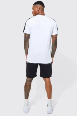 Man Gold Slim Fit Tape T-shirt | UK^boohooMAN New
