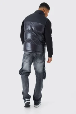 boohooMAN Man High Shine Colour Block Gilet | UK| Coats & Jackets