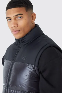 boohooMAN Man High Shine Colour Block Gilet | UK| Coats & Jackets
