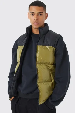 boohooMAN Man High Shine Colour Block Gilet | UK| Coats & Jackets
