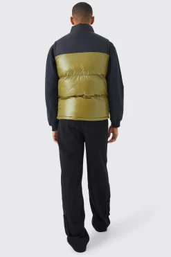 boohooMAN Man High Shine Colour Block Gilet | UK| Coats & Jackets